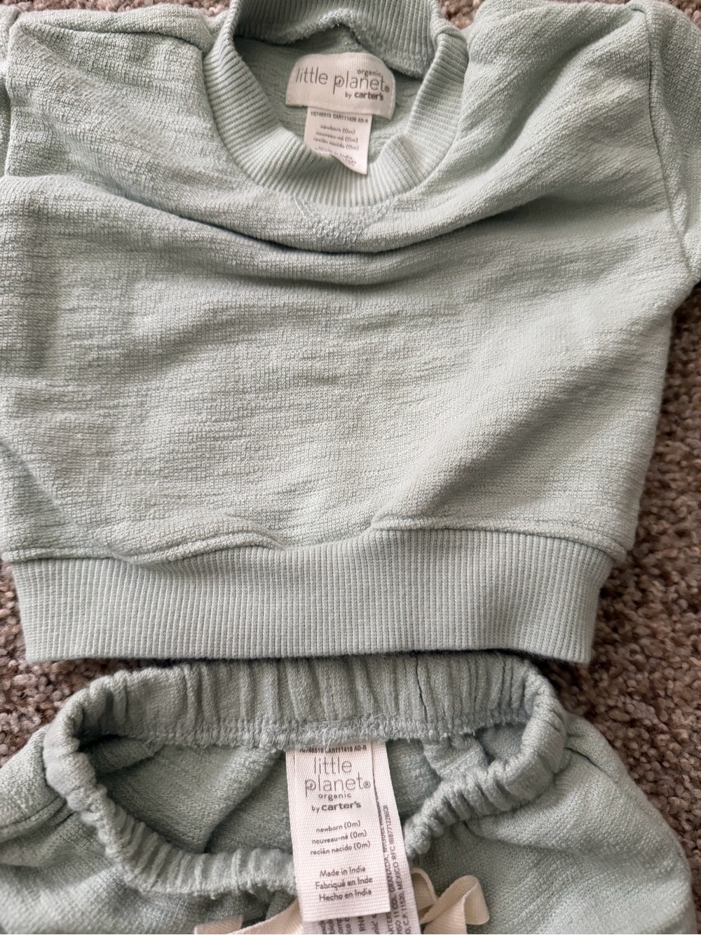 Carter's Little Planet Sage Green Short Sleeve Top & Shorts Set - Picture 2 of 2